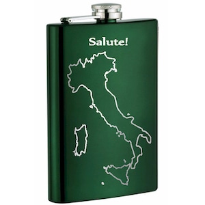 Stainless Steel Flask - Salute - Italian Cheer - custom laser engraved