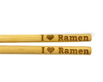 Engraved Bamboo I love Ramen Chopsticks