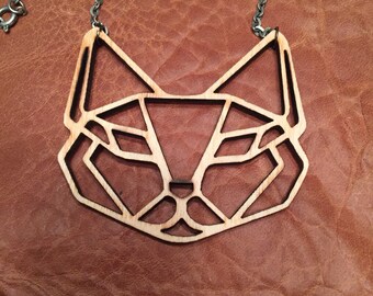 Laser Cut Wood Fox Necklace