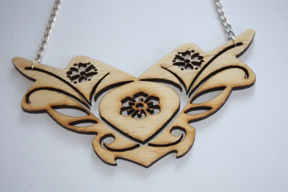 Laser Cut Wood Floral Fantasy Pendant Australia