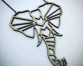 Laser Cut Wood Elephant Necklace