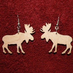 Wood Earrings - Laser Cut - Moose - Moosetastic