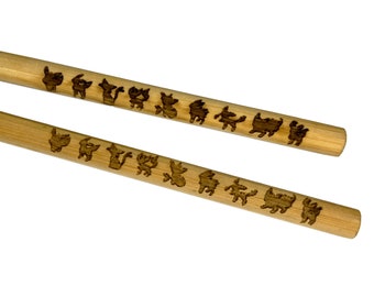 Eeveelution pokemon Inspired Engraved Bamboo Chopsticks