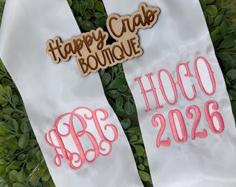 PROM, HoCo, HomeComing or BRIDAL Bouquet Satin RIBBON Monogrammed by Happy Crab Boutique