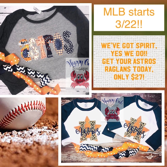 Astros Raglan T-shirts by Happy Crab Boutique Two Styles Raggy 