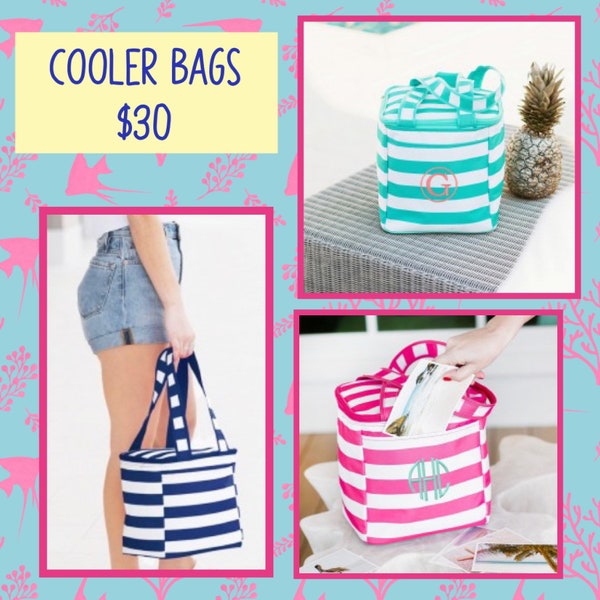 2022 Coolers Gorgeous School Lunch Monogrammed Cooler Bags by Happy Crab Boutique