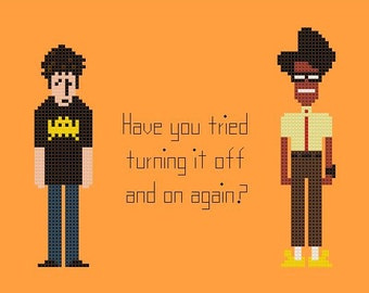 The IT Crowd Cross Stitch Chart Pattern with Roy and Moss