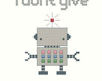Robot "I Don't Give A Tin Sh-t" Chart Pattern for Cross Stitch