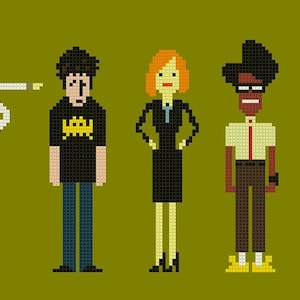 The IT Crowd Cross Stitch Chart Pattern with Denholm and Richmond