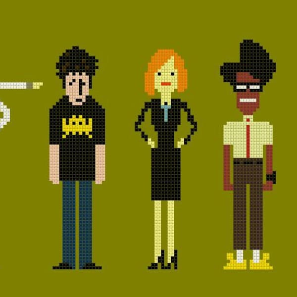 The IT Crowd Cross Stitch Chart Pattern with Denholm and Richmond