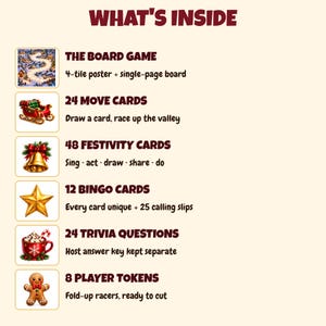 Printable Christmas Games Bundle | Christmas Board Game, Bingo & Trivia | Print and Play Family Game Night | Letter + A4 | Instant Download image 6