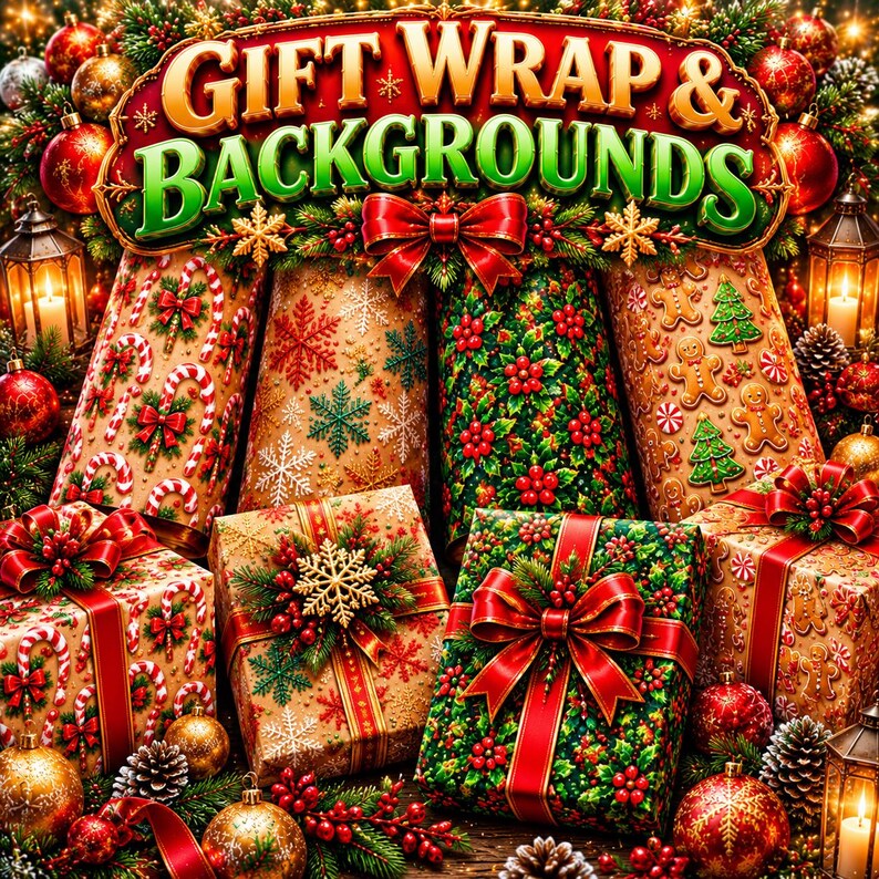 Christmas Word Art Patterns Frames Vol. 2 Extras | 12 Transparent PNG | Merry Christmas, Let It Snow | Commercial Use image 7