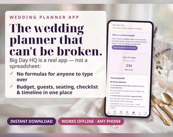 DIY Wedding Planner App — Budget Tracker, Guest List, Seating Chart, Checklist & Timeline | No Spreadsheet to Break, Works on Your Phone