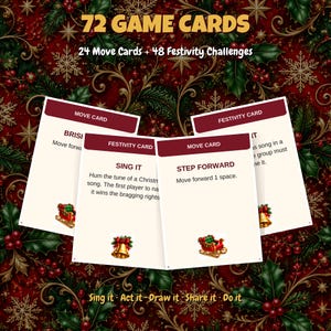 Printable Christmas Games Bundle | Christmas Board Game, Bingo & Trivia | Print and Play Family Game Night | Letter + A4 | Instant Download image 2