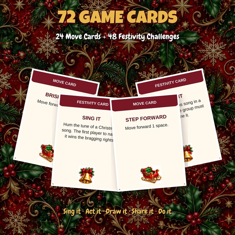Printable Christmas Games Bundle | Christmas Board Game, Bingo & Trivia | Print and Play Family Game Night | Letter + A4 | Instant Download image 2