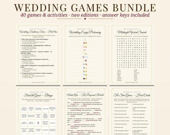 40 Wedding Games Bundle Printable, Wedding Reception Games, Dark Romance Bridal Shower Games Set, Editable 5x7 + 8x10, Answer Keys Included