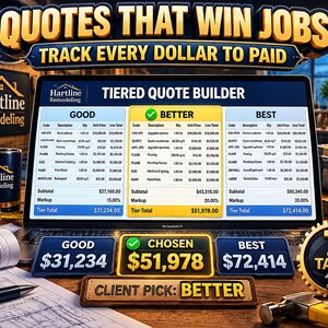 Contractor Quote Template Good Better Best Pricing | Proposal Spreadsheet Invoice Tracker Deposit Schedule Excel