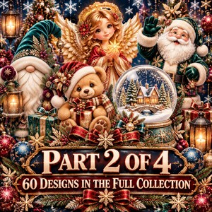 Christmas Clipart Bundle Vol. 2 Part 2 | 15 Transparent PNG | Angel, Gnome, Wreath, Snow Globe, Sleigh | Commercial Use image 7
