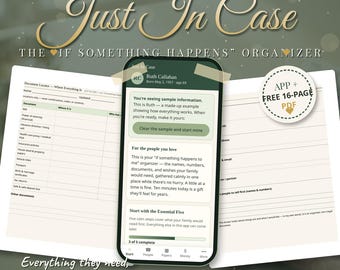Just In Case Binder App, End of Life Planner, Emergency Binder, Final Wishes Organizer, What If Binder, Legacy Journal, Funeral Planner