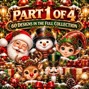 Paquete de imágenes prediseñadas navideñas Vol. 2 Parte 1 / 15 PNG transparentes / Papá Noel asomándose, muñeco de nieve, cachorro, gatito / Uso comercial imagen 7