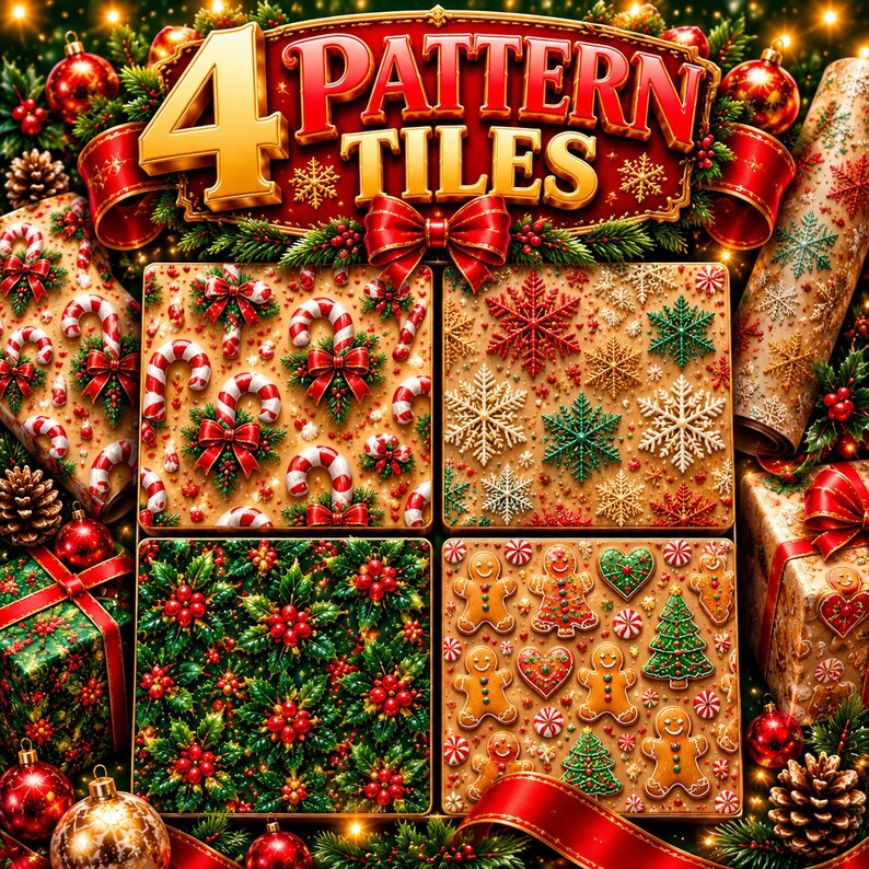 Christmas Word Art Patterns Frames Vol. 2 Extras | 12 Transparent PNG | Merry Christmas, Let It Snow | Commercial Use image 4