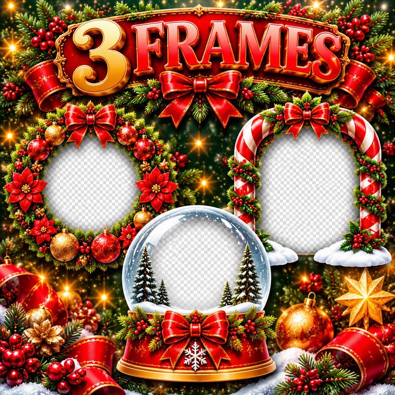 Christmas Word Art Patterns Frames Vol. 2 Extras | 12 Transparent PNG | Merry Christmas, Let It Snow | Commercial Use image 5