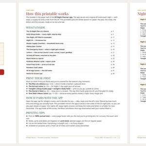 May include: A three-page printable Elf Night Planner document featuring text instructions, checklists, and activity guides for 25 nights of Christmas. The pages include headers, bulleted lists, and numbered steps for holiday planning and elf-themed activities.