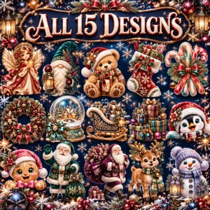 Christmas Clipart Bundle Vol. 2 Part 2 | 15 Transparent PNG | Angel, Gnome, Wreath, Snow Globe, Sleigh | Commercial Use image 2