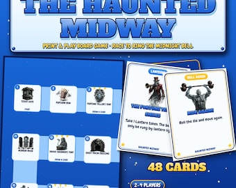 Printable Board Game Print and Play, Haunted Carnival Board Game for Kids, Family Game Night Printable, Spooky Halloween Printable Game PDF