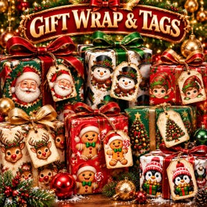 Paquete de imágenes prediseñadas navideñas Vol. 2 Parte 1 / 15 PNG transparentes / Papá Noel asomándose, muñeco de nieve, cachorro, gatito / Uso comercial imagen 6