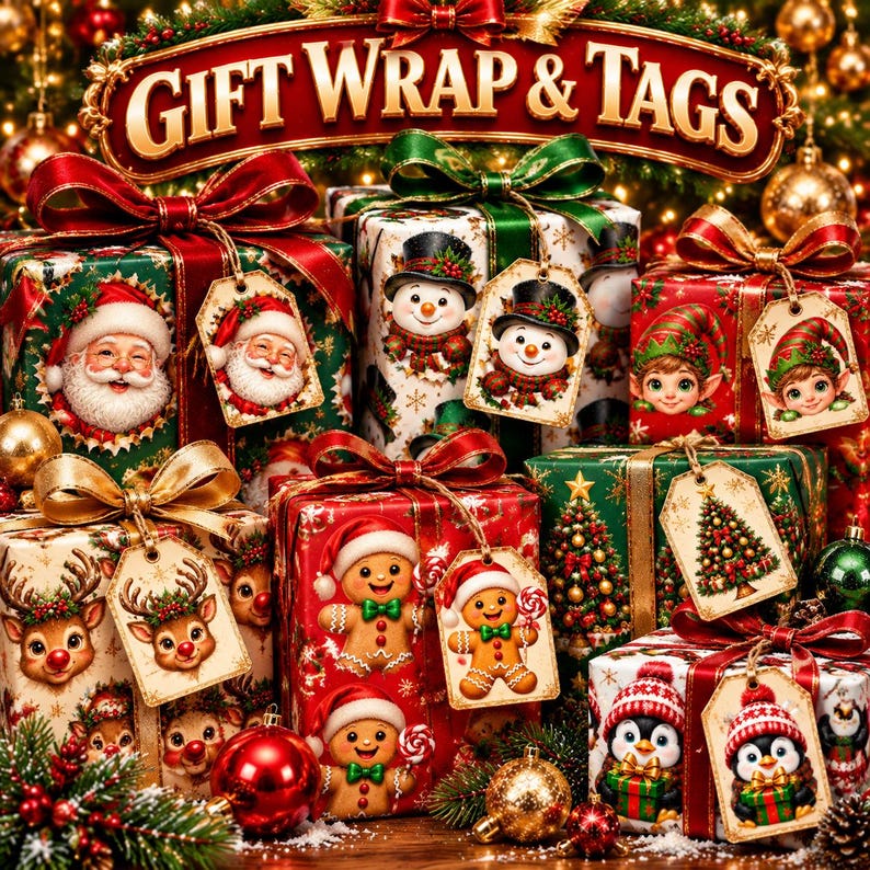 Paquete de imágenes prediseñadas navideñas Vol. 2 Parte 1 / 15 PNG transparentes / Papá Noel asomándose, muñeco de nieve, cachorro, gatito / Uso comercial imagen 6