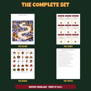 Printable Christmas Games Bundle | Christmas Board Game, Bingo & Trivia | Print and Play Family Game Night | Letter + A4 | Instant Download image 10