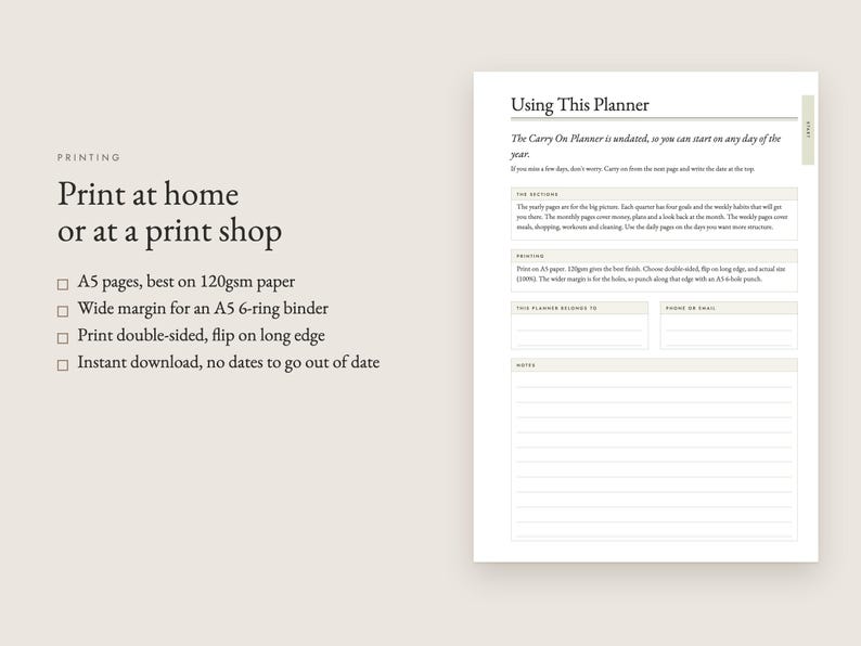 Undated A5 Olive Green Planner, Printable & Digital ADHD Tracker ...