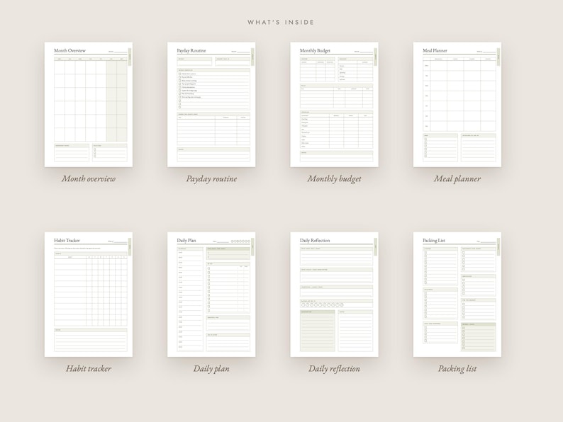 Undated A5 Olive Green Planner, Printable & Digital ADHD Tracker ...