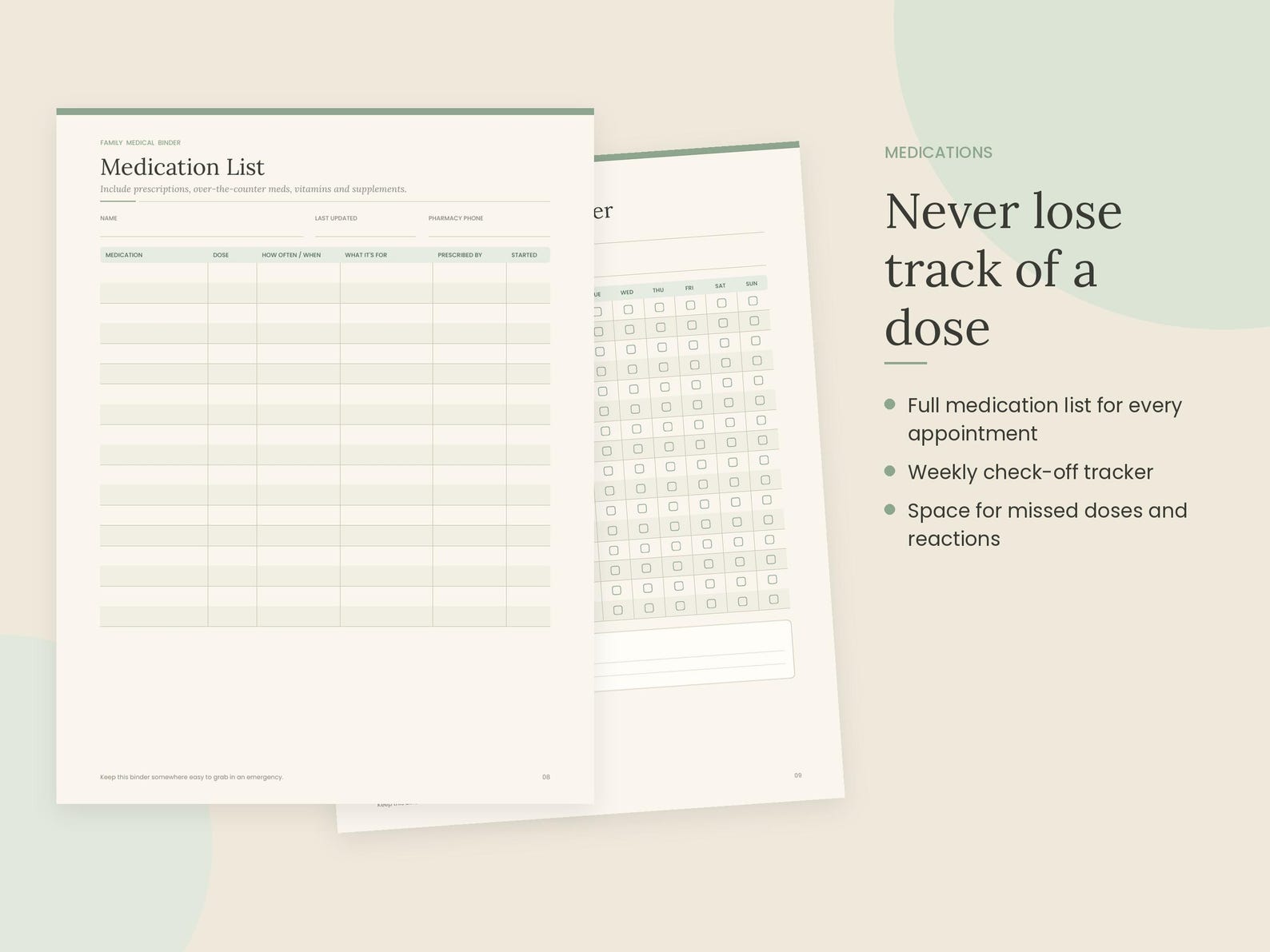 Medication Checklist.pdf Medication Tracker Printable, Fillable Medication List & Weekly Pill ...
