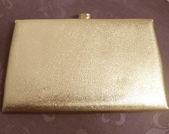 Hide Away Handle After Five * Made in the U.S.A. Vintage 1950s Purse Gold Lame/' Clutch Bag Lift Clasp Closure