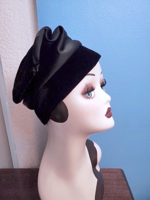 Velvet & Satin Slouch Hat, 1930s - 1940s Vintage … - image 1