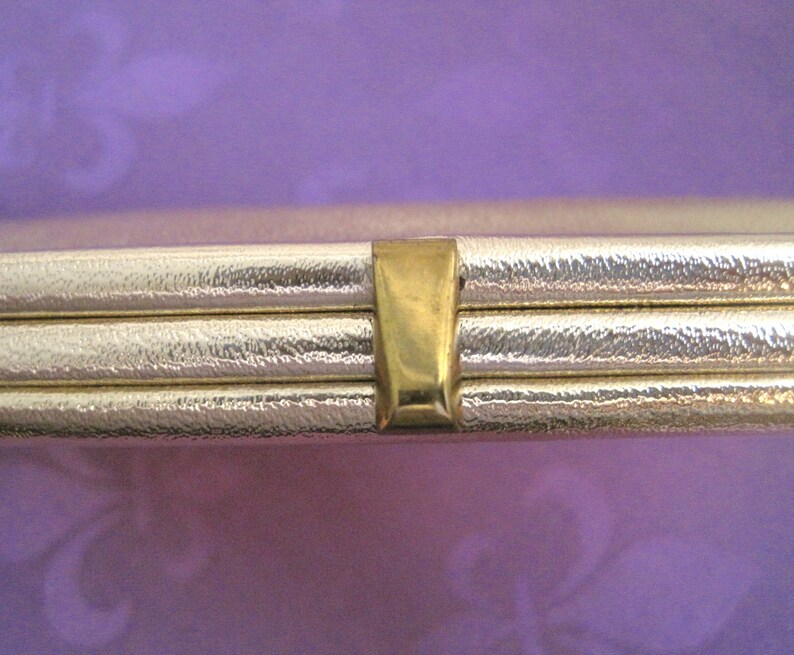 Hide Away Handle After Five * Made in the U.S.A. Vintage 1950s Purse Gold Lame/' Clutch Bag Lift Clasp Closure