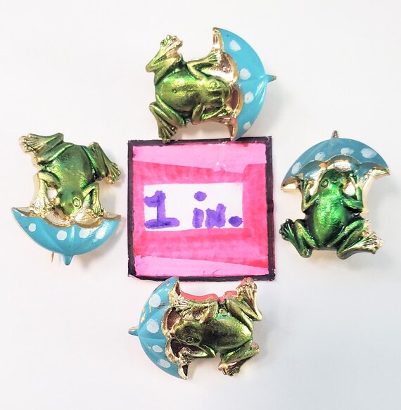 1960s Frog Metal Pins, 4 pc. Vintage Toys, Green … - image 4
