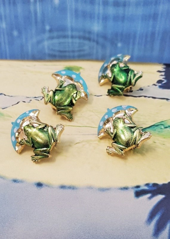 1960s Frog Metal Pins, 4 pc. Vintage Toys, Green … - image 2