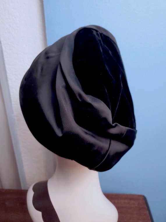 Velvet & Satin Slouch Hat, 1930s - 1940s Vintage … - image 2