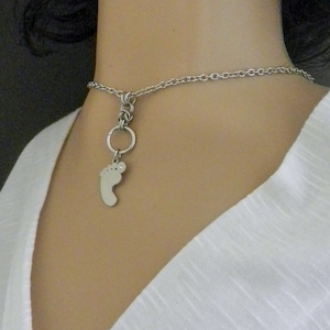 O Ring Foot Fetish Day Collar, Stainless Steel Foot Crystal Rhinestone, HotWife Necklace 24/7 Wear, Unique Sub Discreet Collar, Gift for Her