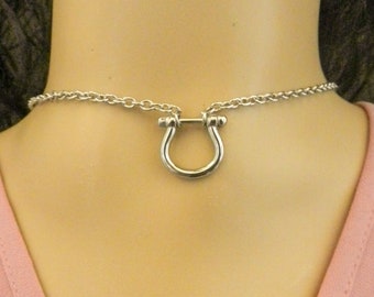 Horseshoe Day Collar for Sub or Dom, Discrete Stainless Steel, Collar for Him or Her 24/7 Wear, Unique Submissive Collar Gift for Birthday