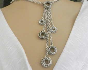 Love Knot Cascading O Ring Day Collar Subtle BDSM, Woven Ring Stainless Steel Submissive Choker 24/7 Wear, Unique Valentine Gift for Sub