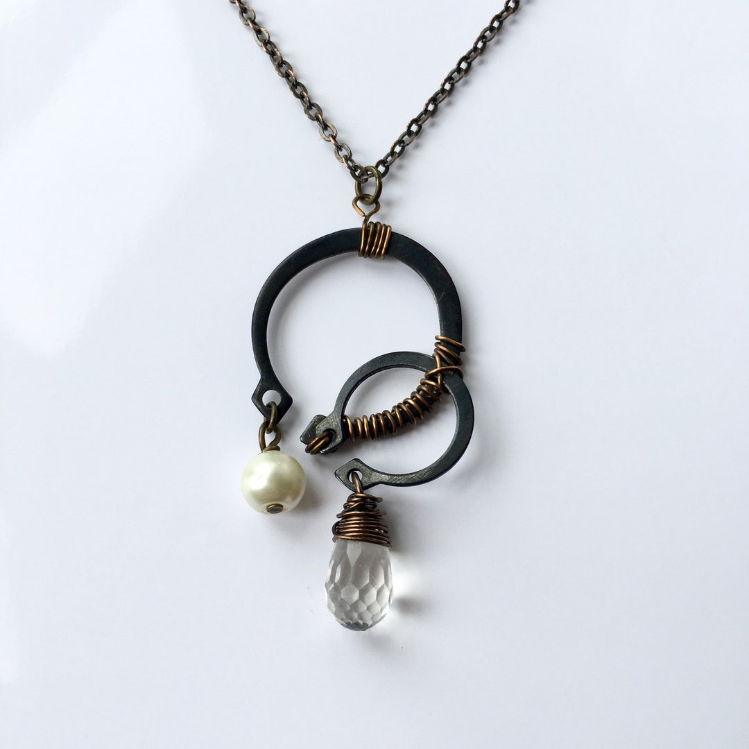 Handmade Wire Wrapped Retaining Ring Necklace Etsy