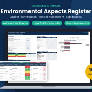 Environmental Aspects and Impacts Register, ISO 14001 Excel Template, EMS Significance Matrix