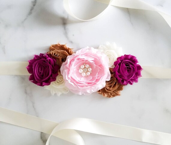 flower sash belt for baby shower