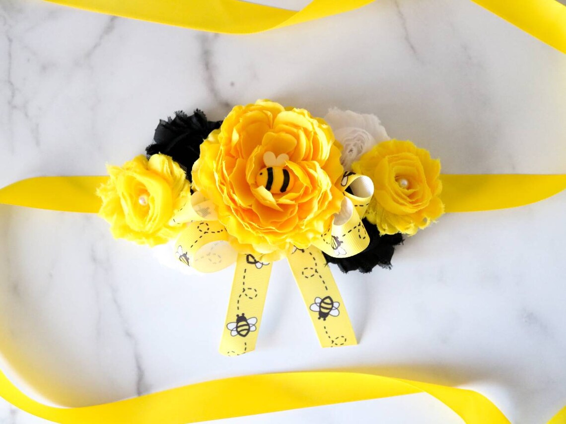 Mommy to Bee Sash Baby Shower Bee Sash Ribbon Mommy Belly Sash Etsy