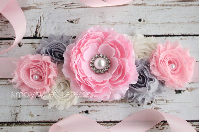 Pink Gray Maternity Sash Belt Photo Prop Baby Shower Belly Etsy Pink Gray Maternity Sash Belt Photo Prop Baby Shower Belly Etsy