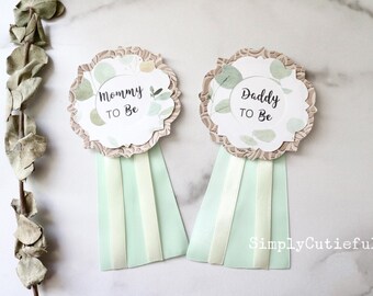 Greenery Baby Shower, Neutral Baby Shower, Neutral Greenery Baby Shower Theme, Green Baby Shower, Greenery Mommy Pin, Greenery Daddy Pin